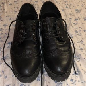Wanted Shoes- Black Platform Oxfords